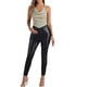 thumbnail image 2 of INSPIRAR CHIC Blusas de tirantes con brillo y cuello drapeado para club, sin espalda, cortas, talla M, gris claro, 2 of 6
