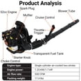 thumbnail image 5 of Floseru 52CC Backpack Leaf Blower – Gas Powered 550 CFM 200 MPH High Airflow for Lawn Care, Low-Vibration Harness, Clears Leaves, Debris & Snow, 5 of 9