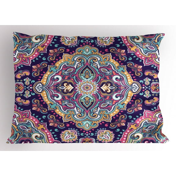 Ambesonne Ethnic Pillow Sham, Boho Colorful Spring Garden, 26" X 20", Multicolor