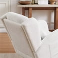 thumbnail image 7 of Rocking Chair Nursery with Waist Pillow, 27.2"W Modern Upholstered High Back Accent Lounge Chair Armchair with 2 Side Pockets, Nursery Rocker Glider Wingback Chair for Living Room Bedroom, Ivory, 7 of 7