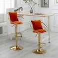 thumbnail image 3 of Orange Swivel Bar Stools, Adjustable Counter Height Barstools with Pure Gold Plated & Mesh backrest, Velvet Bar Chairs for Dining Room Home Bar Kitchen Island, Set of 2, 3 of 9