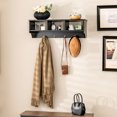 thumbnail image 2 of Costway Wooden Wall Mounted Coat Rack Hanging Cubby Organizer Storage Shelf with Hooks Black, 2 of 10