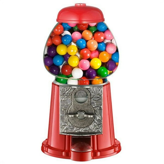 American Gumball 14808-0013 11 in. Junior Tall Machine with 1 lbs of Gumballs, Red