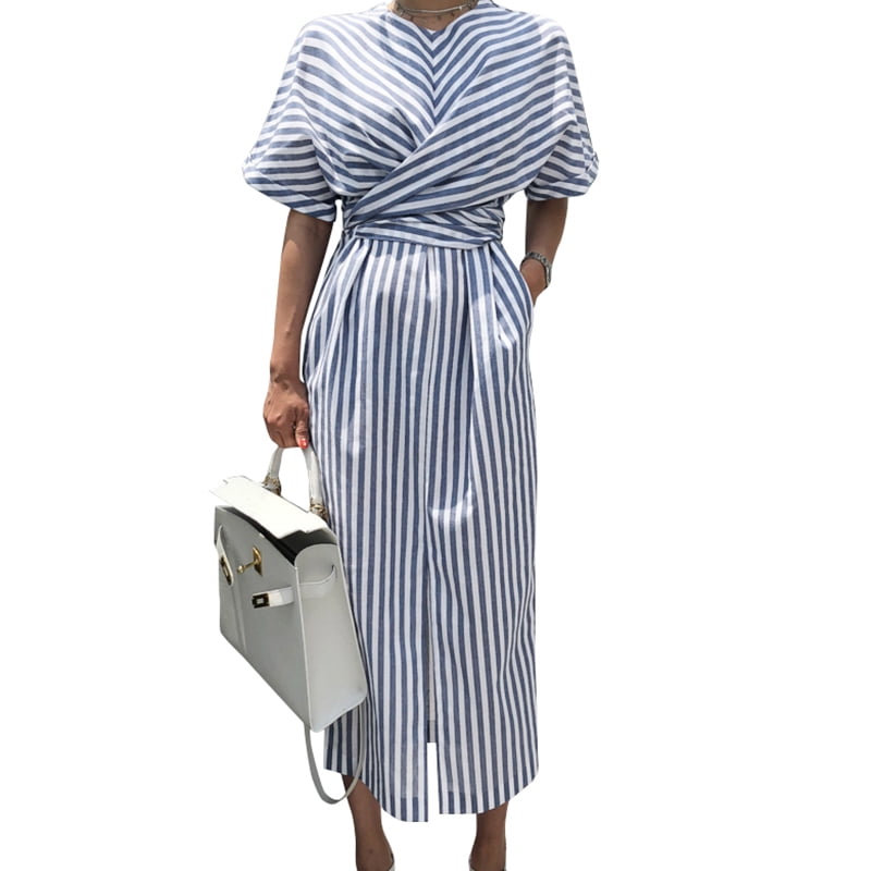 striped office dress