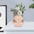 thumbnail image 3 of Macetero con cabeza de niña, maceta decorativa con dibujos animados, florero para cara, maceta para dormitorio, jardín, interior y exterior Estilo B, 3 of 8