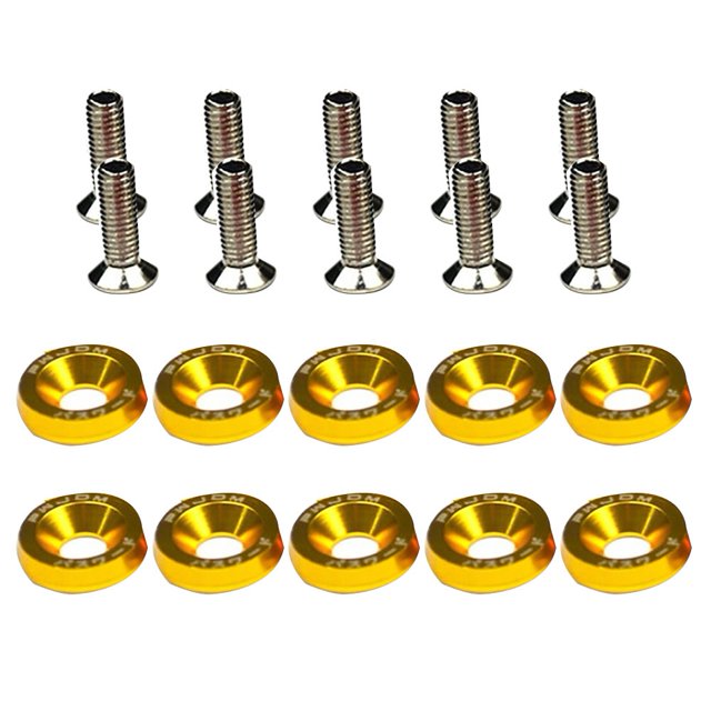 Soumake 10 Pcs Pare-Chocs d'Aile de Voiture Cadre de Plaque d'Immatriculation Vis M6 Décor avec Rondelle