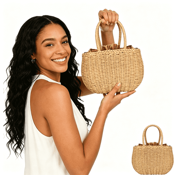 AOMRCOL Straw Bags for Women Weave Crossbody Bag Beach Purse Rattan Shoulder Handbag Vacation Brown Straw Handbags for Women