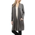 thumbnail image 1 of Womens Open Front Draped Slouchy Pocket Long Cardigan, 1 of 3