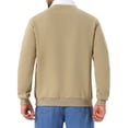 thumbnail image 3 of INSPIRAR CHIC Sudadera de Polo de Manga Larga con Cuello Contrastante para Hombre 2XL Caqui, 3 of 6