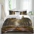 thumbnail image 2 of Brown Trees Bedding 3 Piece Duvet Cover Set Queen Size, Forest Art Decor Spring Summer Nature Leaf Soft Microfiber Comforter Cover with Zipper Closure & Pillowcases, FadeResistant Quilt Cover, 2 of 9