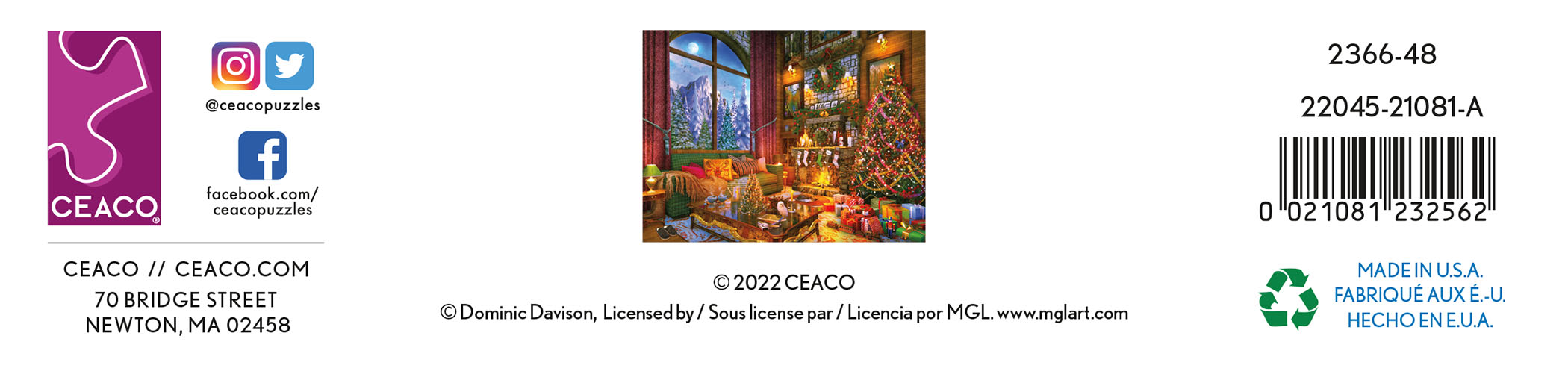 Ceaco - Tis The Season - Christmas Mountain Lodge - 550 Piece Interlocking Jigsaw Puzzle