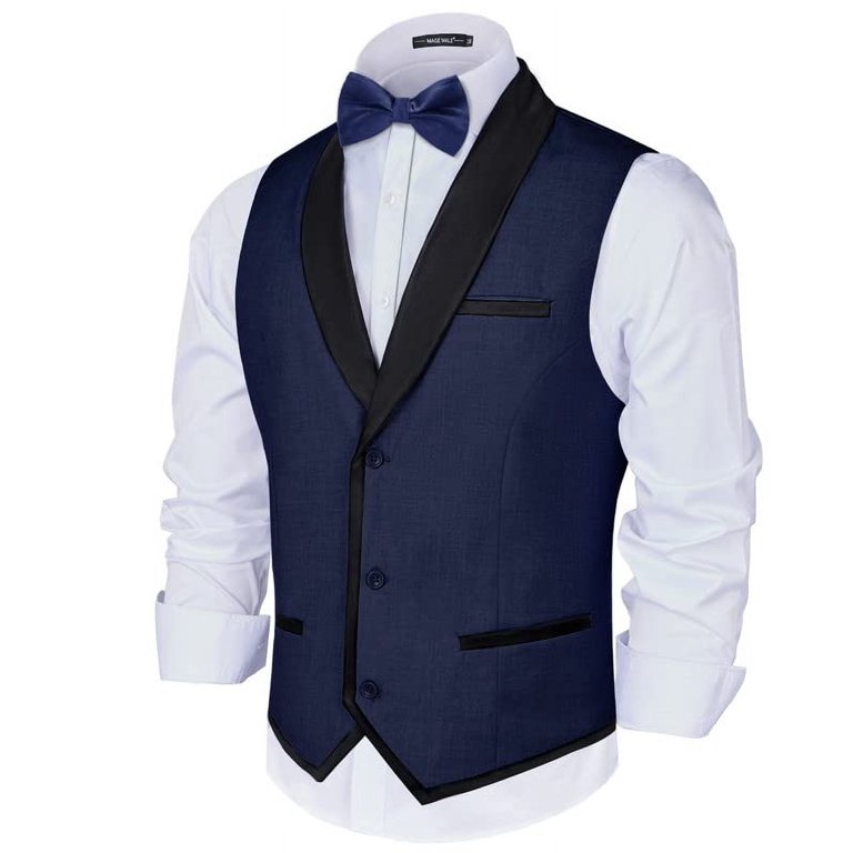 ETHAN Mens Black Suits 2 Piece Set Vest Suit for Men Casual Vest Navy Blue  Dress Pants for Business L - Walmart.com