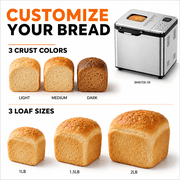 Bread Maker, 17-in-1 2LB Amumu Automatic Bread Machine, LCD Display, Beginner-Friendly Controls, Nonstick Pan, Delay Timer, Keep Warm, Stainless Steel, Silver