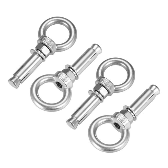 Unique Bargains M10 x 60 Expansion Eyebolt Eye Nut Screw with Ring Anchor Raw Bolts 4 Pcs