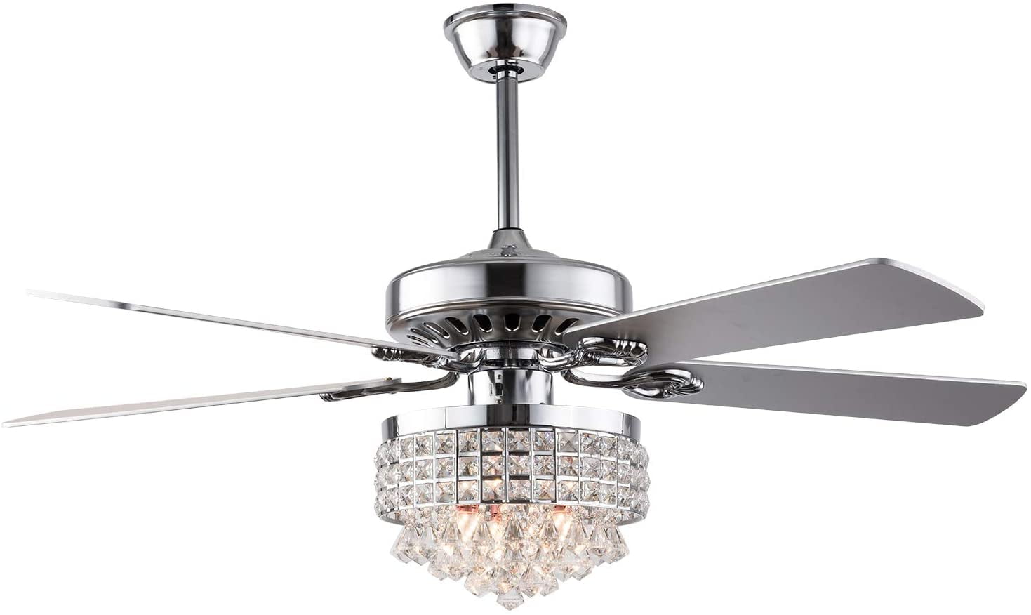 OUKANING 52 Inch Crystal Ceiling Fan Light