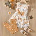 thumbnail image 3 of PatPat Toddler Girl Clothes Kids Girls Outfits Floral Bowknot Sleeveless Tops with Polka Dot Leggings 2 Piece Outfit Sets, Brown, 11-12 Years, 3 of 7
