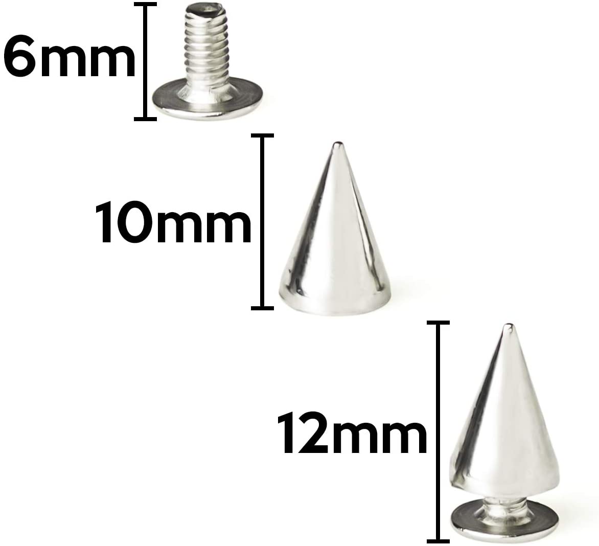 Bastex 205pcs Studs and Spikes. Metal Spikes and Punk Studs for Clothing,  Jacket Studs. Cone Small Metal Studs and Metal Spikes for DIY Leather  Craft. Includes Bullet Cone Spike and Metal Screw