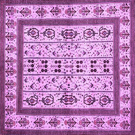 Ahgly Company Indoor Square Abstract Purple Contemporary Area Rugs, 6' Square