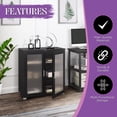 thumbnail image 4 of Kings Brand Furniture Wood Curio Accent Cabinet with 2 Frosted Glass Doors, 3 Inner Shelves, Black, 4 of 7