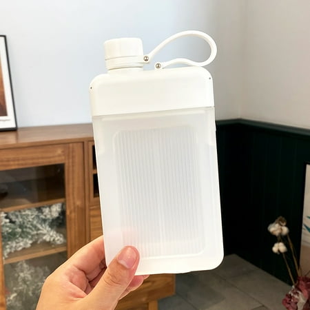 

Outdoor Portable Plastic Cup 450ml Square Water Cup Easy Cleaning Flat Student Sports Water Bottle