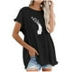 thumbnail image 1 of Blusa de manga corta con estampado de cuello redondo de algodón y cáñamo para mujer OAVQHLG3B Store  lin121212, 1 of 5