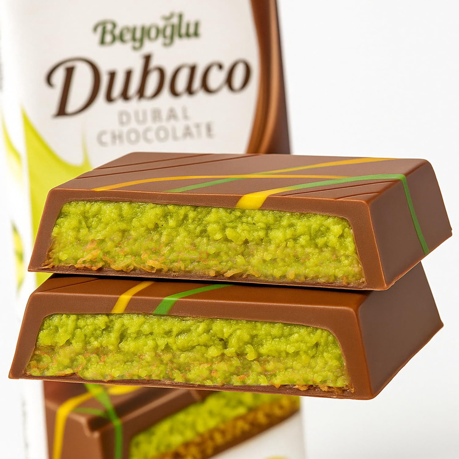 2 Pack - Beyoglu Dubaco Dubai Chocolate Bar Pistachio I Viral Knafeh Chocolate Bar with Pistachio Cream and Kataifi, 3.36 oz (95gr)