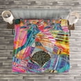 thumbnail image 3 of Ambesonne Abstract Quilted Bedspread Set 3 Pcs, Retro Graphic, Queen Size, Multicolor, 3 of 3