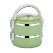 ROBOT-GXG Insulated Lunch Box Stackable Stainless Steel Food Container Leakproof Adult Kids Large Lunchbox, Green, Dual-Layer