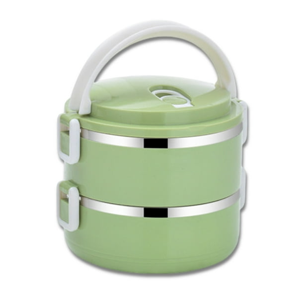 Naiovety Fiambrera aislada Contenedor de alimentos apilable de acero inoxidable Fiambrera grande para niños adultos a prueba de fugas, rosa, de una sola Mostrada Verde 2 capas Naiovety HA008527-06