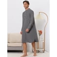 thumbnail image 3 of Unique Bargains Men's Banded Collar Nightshirt Sleep Shirt Nightgown XL Dark Gray, 3 of 6
