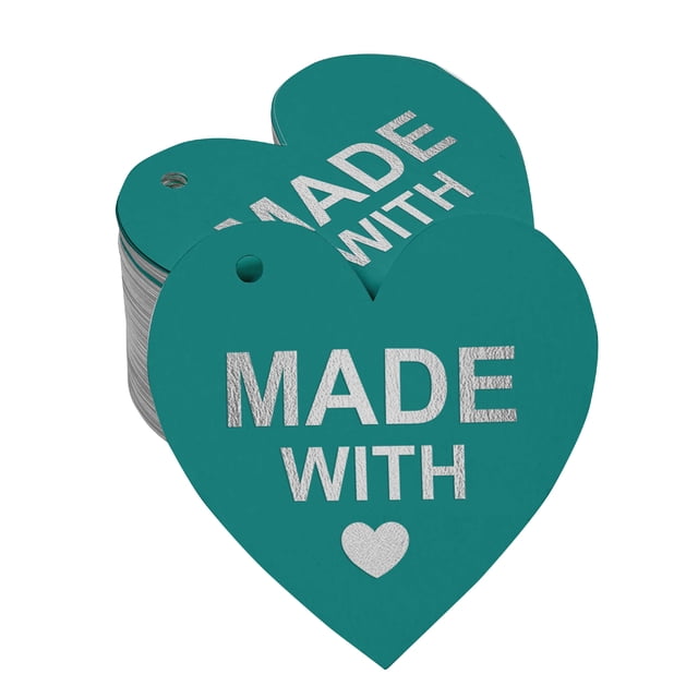 Inkdotpot Real Silver Foil Made With Love Wedding Tag Favor Hang Paper Tag 100 Pieces