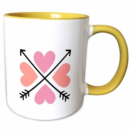 3drose Image of Heart and Arrow 11oz Two-tone Yellow Mug