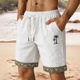 thumbnail image 2 of CONZONE Mens Casual Linen Shorts Elastic Waist Drawstring Summer Shorts for Men Hawaii Graphic Y2K Lightweight Loose Fit Vacation Beach Shorts With Pockets, 2 of 4