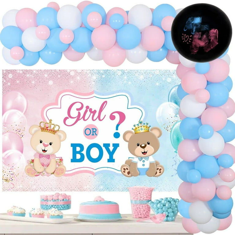 Bear Gender Reveal Decorations Boy or Girl He or She Bear Backdrop We can  Bearly Wait Gender Reveal Decorations Baby Blue and Baby Pink Bear Banner  Balloon Garland for Bear Theme Gender