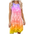 thumbnail image 6 of under 10.00 LYXSSBYX Summer Dresses for Women under 10.00 Women's Plus Size O-Neck Tie-Dye Print Sleeveless O-Collar Mini Dress, 6 of 9