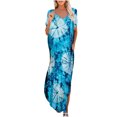 thumbnail image 2 of DPTALR Robe d'Été pour Femmes Col en V Plage Imprimé Teinture sur Nœuds Robe Longue Décontractée, 2 of 5