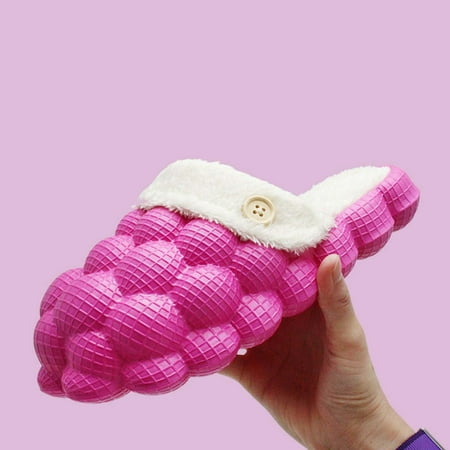 

Yoslce Shoes Women Lychee Bubble Slippers Slip-On Plush Home Comfortable