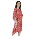 thumbnail image 3 of Moomaya Short Beach Kaftan Dress For Womens Print U-Neck Turkish Bikini Cover Up Dress, 3 of 7