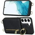 thumbnail image 3 of Crossbody Phone Cases for Samsung Galaxy S22 with Strap,Samsung Galaxy S22 Case with Card Holder for Women,[360° Rotatable Ring Holder] Wallet Leather PU Magnetic Clasp,6.1" Black, 3 of 14