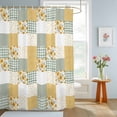 thumbnail image 3 of Patchwork Shower Curtain with Hooks, Rustic Floral Yellow Sunflowers Green Gingham Stripe Water Repellent Shower Curtains for Bathroom Decor Sturdy Shower Curtain, Machine Washable 36x78 Inch, 3 of 9