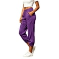 thumbnail image 2 of Floleo Women's High Waist Cropped Jogger Pants with Side Pockets Lightweight Breathable Casual Summer Sweatpants for Vacation Travel and Daily Wear, 2 of 7