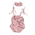 thumbnail image 6 of Gupgi 2Pcs Baby Summer Wear, Pineapple/Polka Dot Printed Spaghetti Straps Romper + Bowknot Headband for Toddlers, Girls, 6 of 9