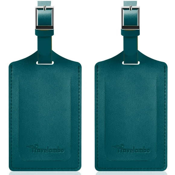 Etiquetas de equipaje Travelambo de piel sintética Privacy, paquete de 2, color verde
