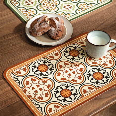 

GXSR Placemats Heat-Resistant Stain Resistant Non-Slip Placemats for Kitchen Table Washable Durable Faux Leather Table Mats Woven Faux Leather Placemats-17.72 x 11.81