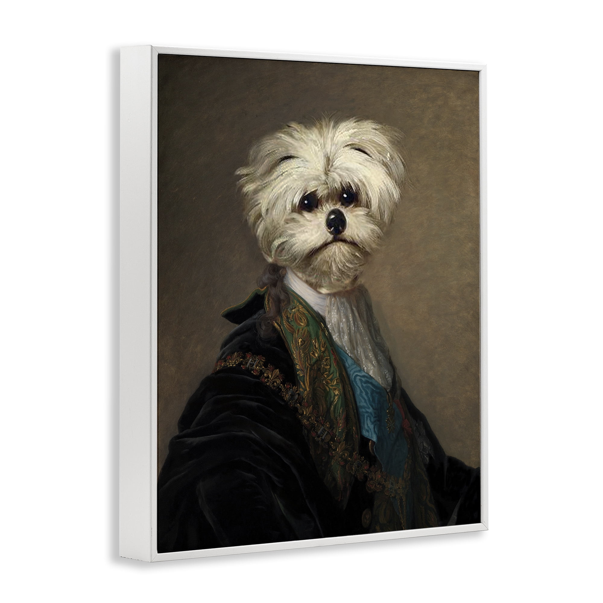 Stupell Industries Regal Bichon Frise Portrait Animals & Insects Painting White Framed Art Print Wall Art, 11 x 14