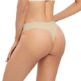 thumbnail image 2 of Panties for Women,Seamless V-Shaped Thong Underwear Low Waist Comfort Fitness and Daily Wear,Womens Underwear,Beige,M, 2 of 4
