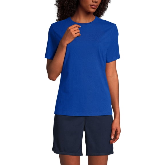 Lands' End Essentials Women's Short-Sleeve Soft Cotton T-Shirt - Tailored Feminine Fit