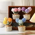thumbnail image 6 of Tulips Crochet Flowers Potted Plants, Three Tulips in One Artificial Flower, Knitted Flowers Desk Home Decor, Forever Tulips Gifts for Mother's Day, Valentine's, Thanksgiving (Pink), 6 of 7