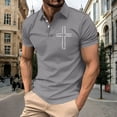 thumbnail image 2 of BRGZLK Men's Polo Shirt Short Sleeve Collar Casual Fashion Top Faith Cross Jesus Christian Shirt Solid Lapel Button Up Top Sports Workout T-Shirt, 2 of 6