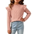 thumbnail image 2 of Bovxnpu Girls Long Sleeve Shirts Undershirts Girls Heart Print Long Sleeve Floral Base Layer Pullover Top Outfits, 2 of 6
